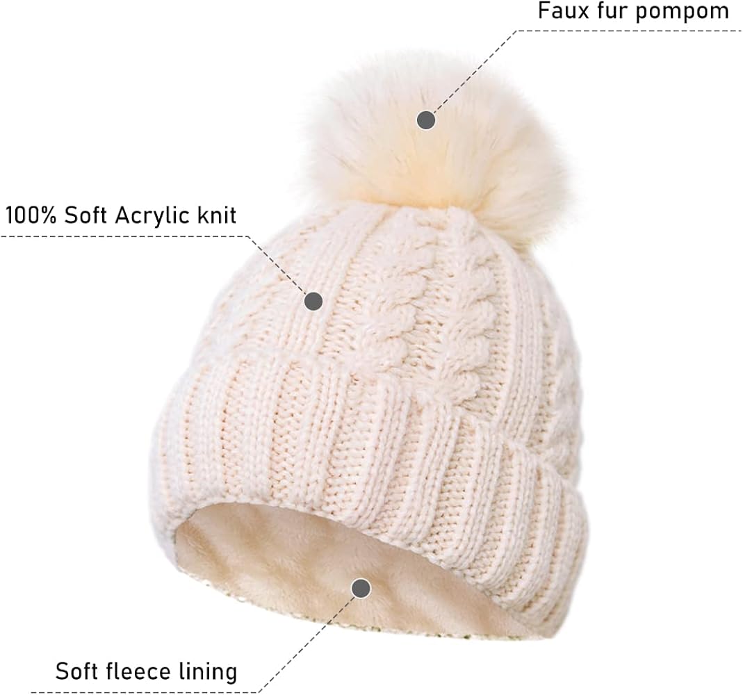 ZEXIAN Womens Girls Winter Warm Pom Knit Ski Beanie Hat and Scarf